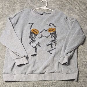 Gray Skeleton Print Sweater